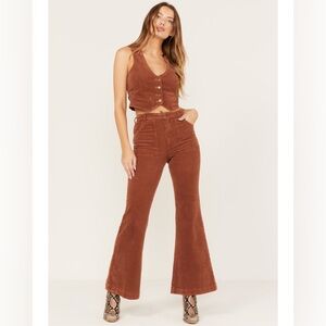 ROLLAS Women's East Coast High Rise Corduroy Flare Jeans and Vest